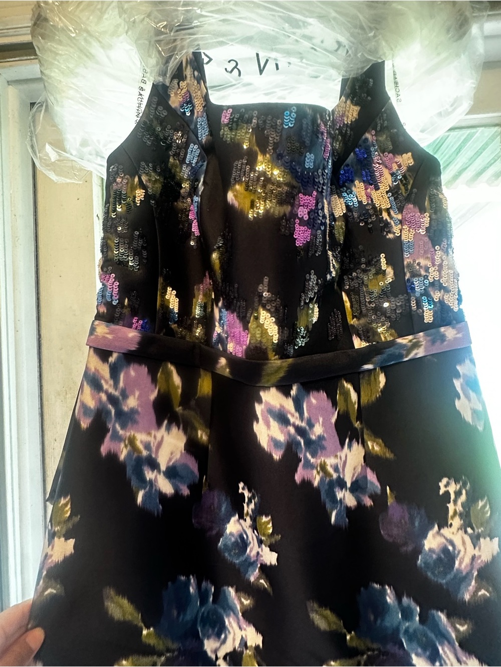 Sachin + Babi Black Floral Sequin Maxi Dress